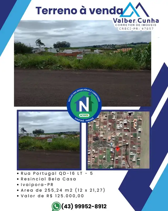 Terreno/Lote à Venda com 255m² a partir de R$ 125.000 rua portugal, 963 - Bela Casa, Ivaiporã-PR — foto 1